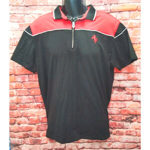 Rivelli Polo Shirt Men XL Black Golf Performance Short Sleeve Preppy Quarter Zip